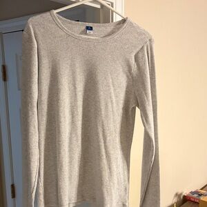Old Navy Light Gray Ribbed Long Sleeve Top